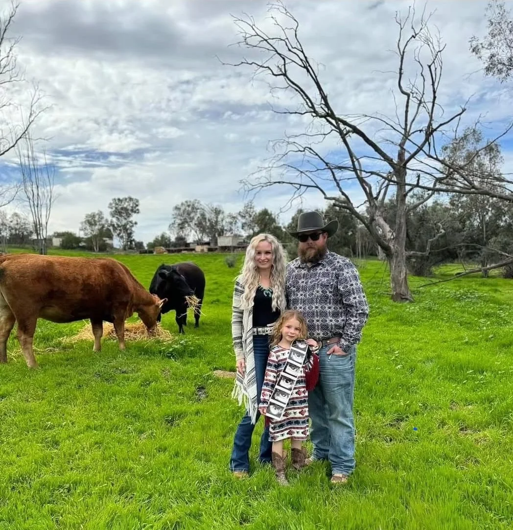 The Camery family with their cattle in Southern California